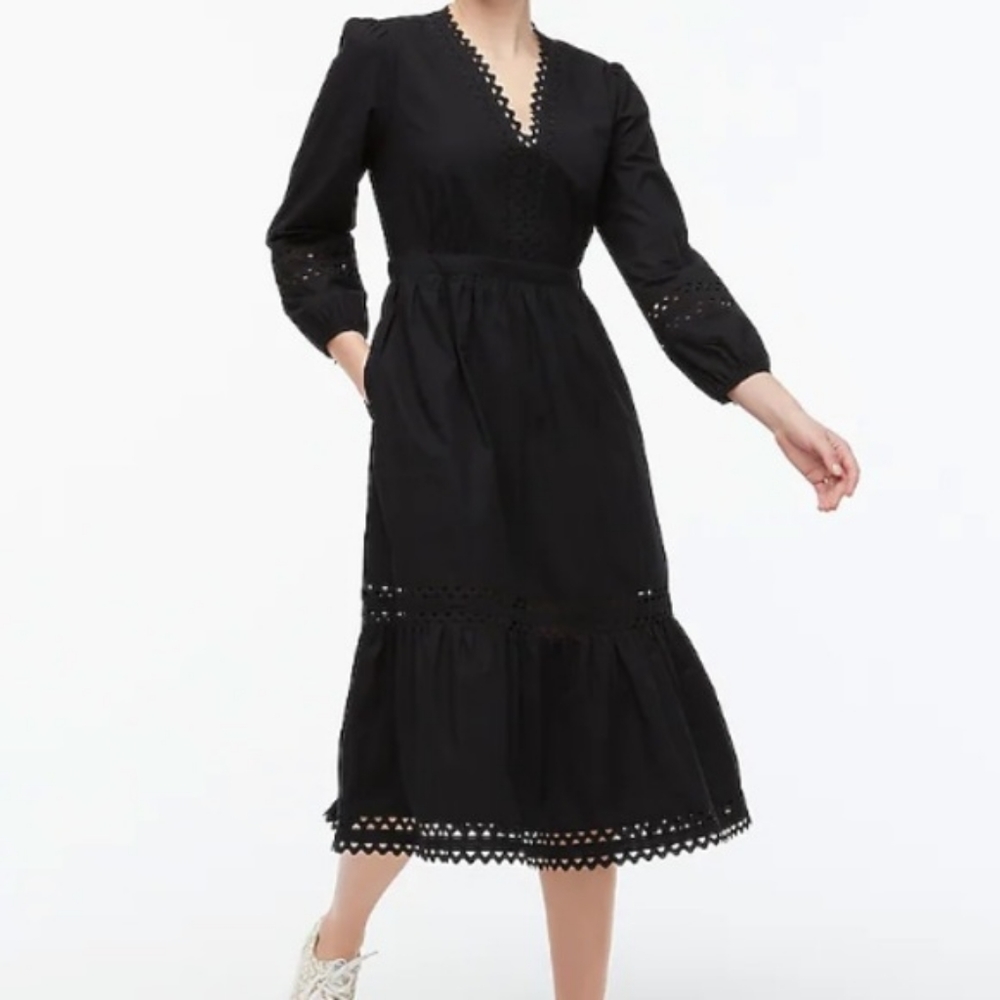 NWT J. Crew Factory Petite Eyelet Trim Midi Dress